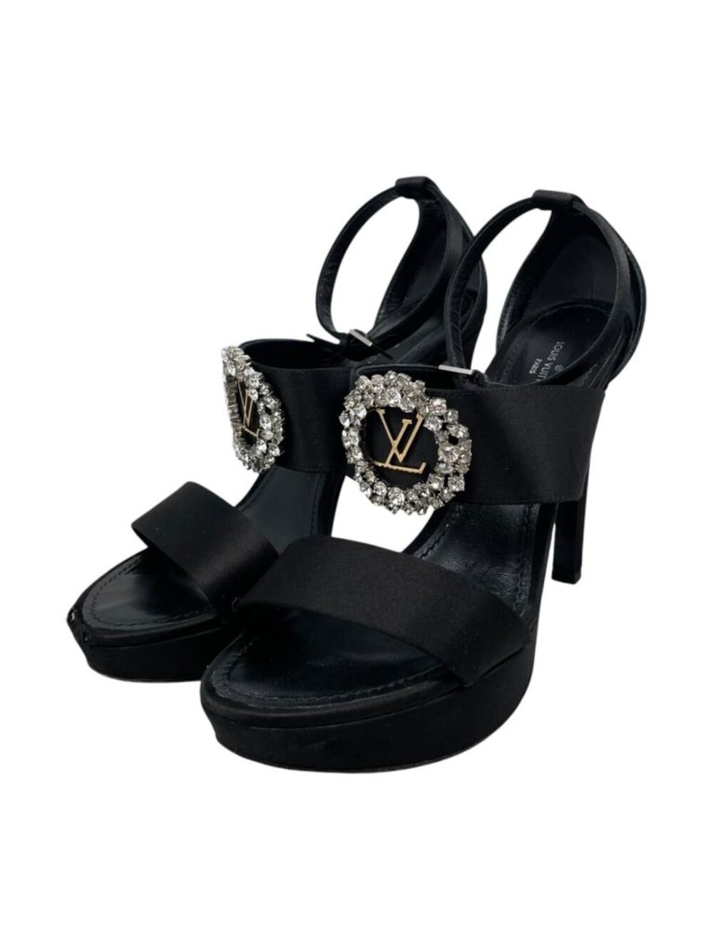 Louis Vuitton High Heels Madeleine Line Sandals LV Logo Bijou Rhinestone 37.5